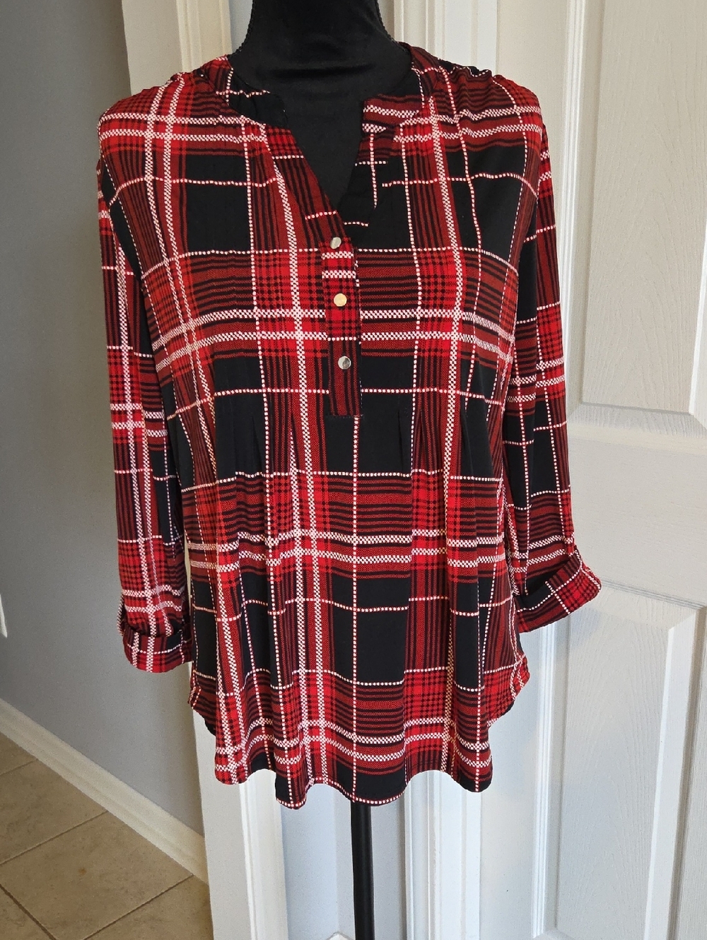 Cocomo Red and Black Plaid Henley Tunic